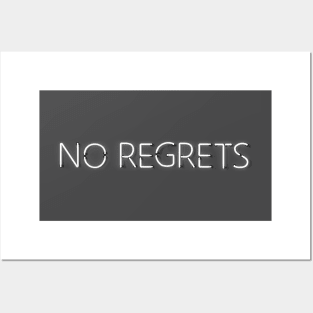 No Regrets - White Neon Posters and Art